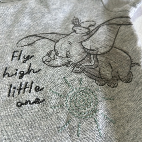 Disney - Gray Dumbo Short Sleeve Bodysuit Onesie - Picture 2 of 4